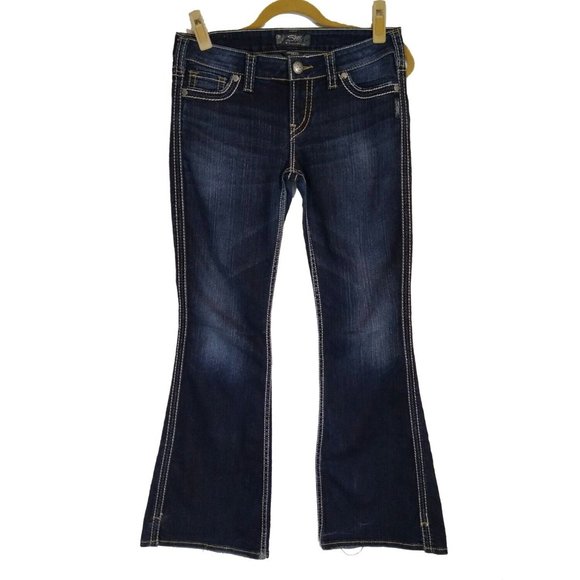 Silver Jeans Frances size 29 -L31 Bootcut Dark Wash Denim Low rise Thick Stitch - Picture 2 of 11